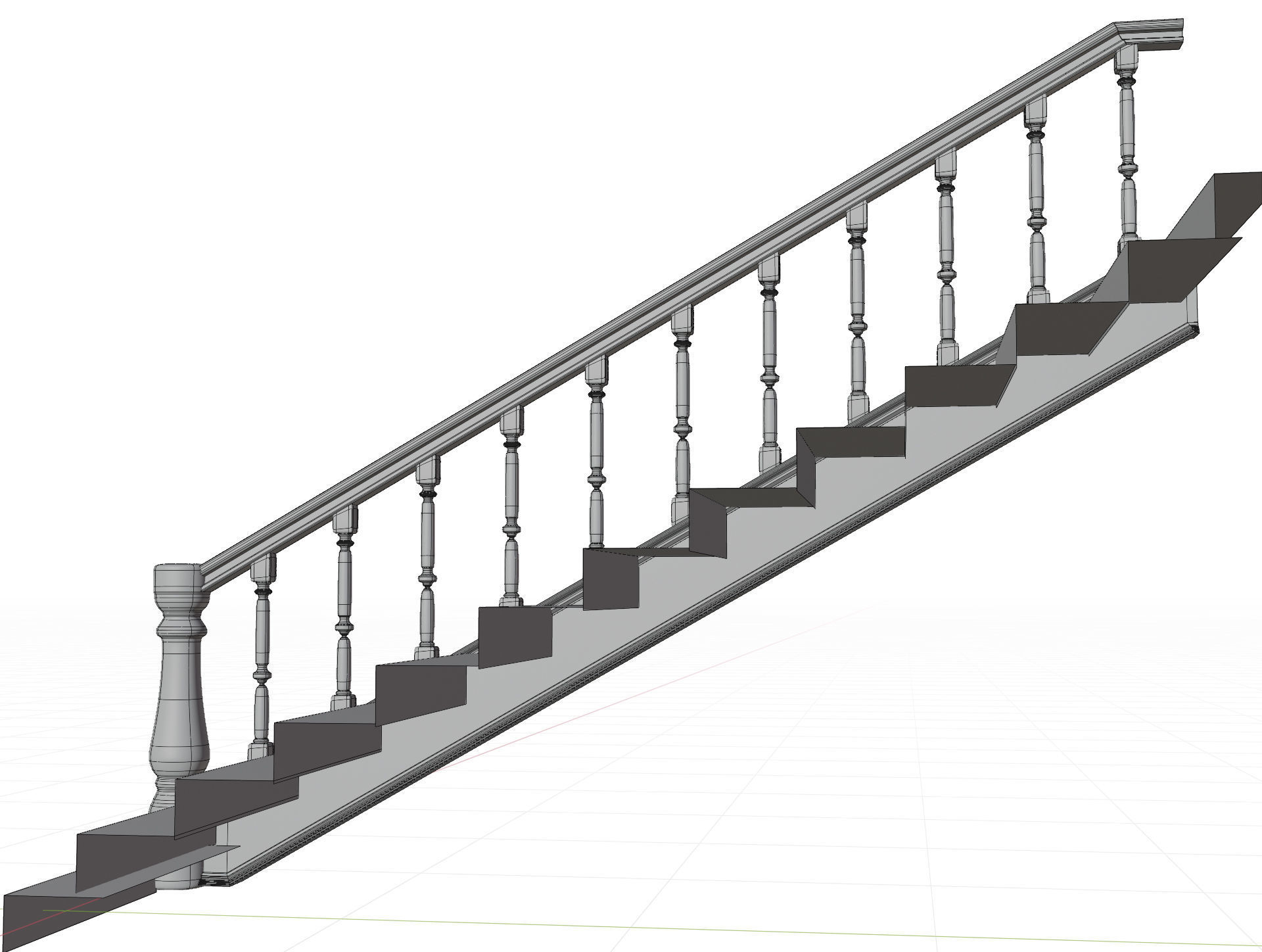 Wooden Stairs  Low-poly 3D model_10