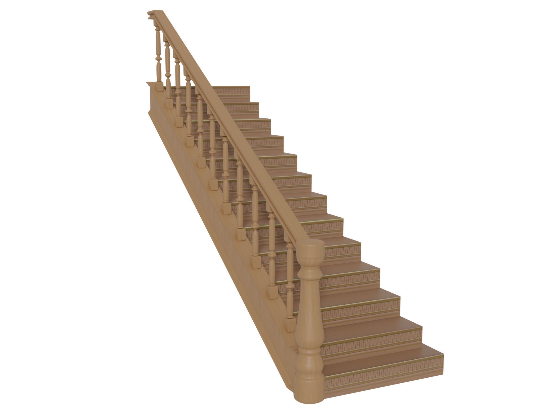 Wooden Stairs  Low-poly 3D model_4
