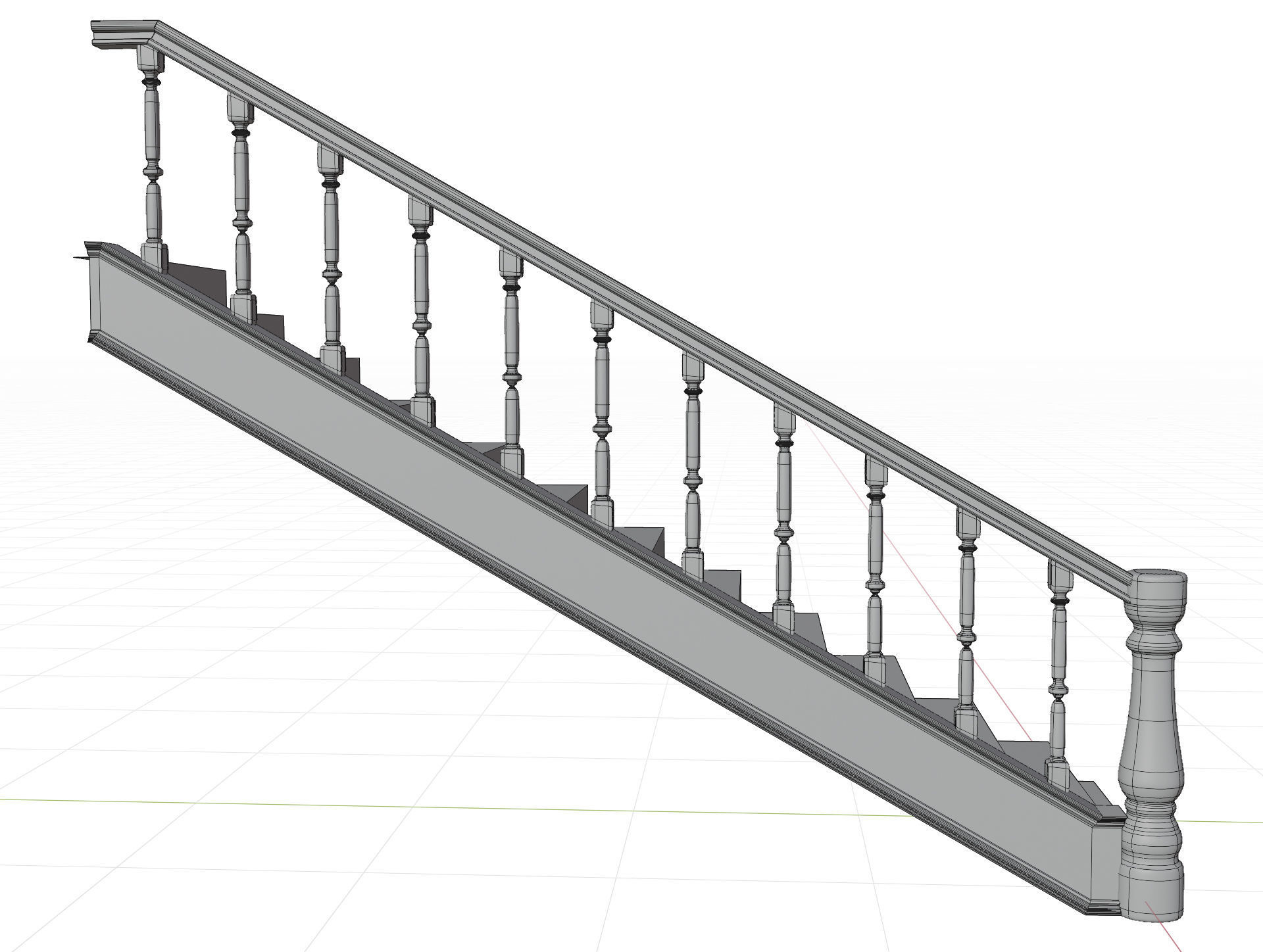 Wooden Stairs  Low-poly 3D model_8