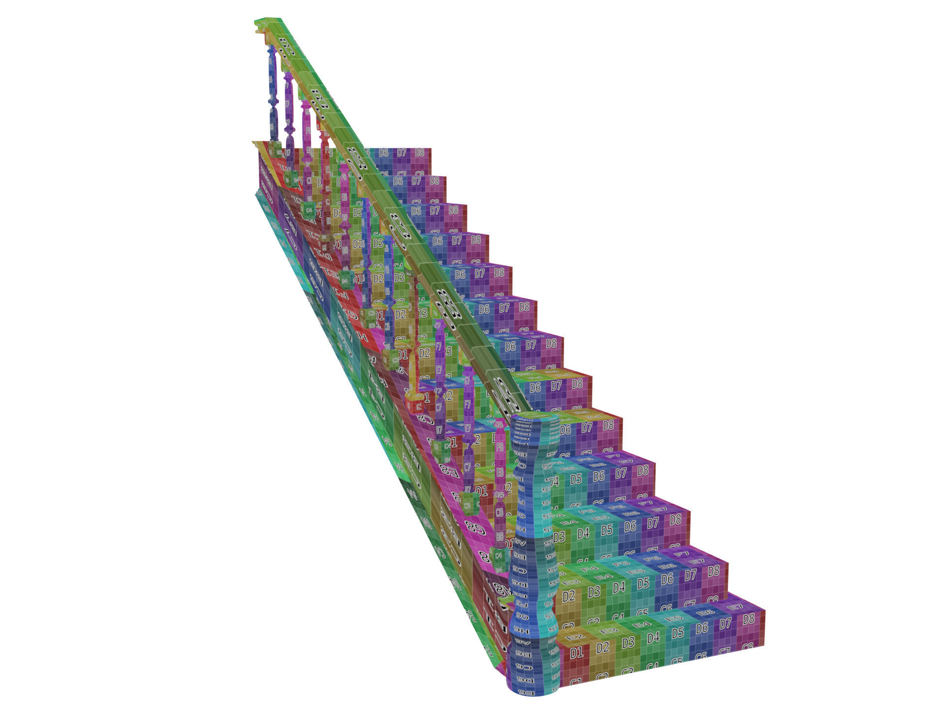 Wooden Stairs  Low-poly 3D model_6