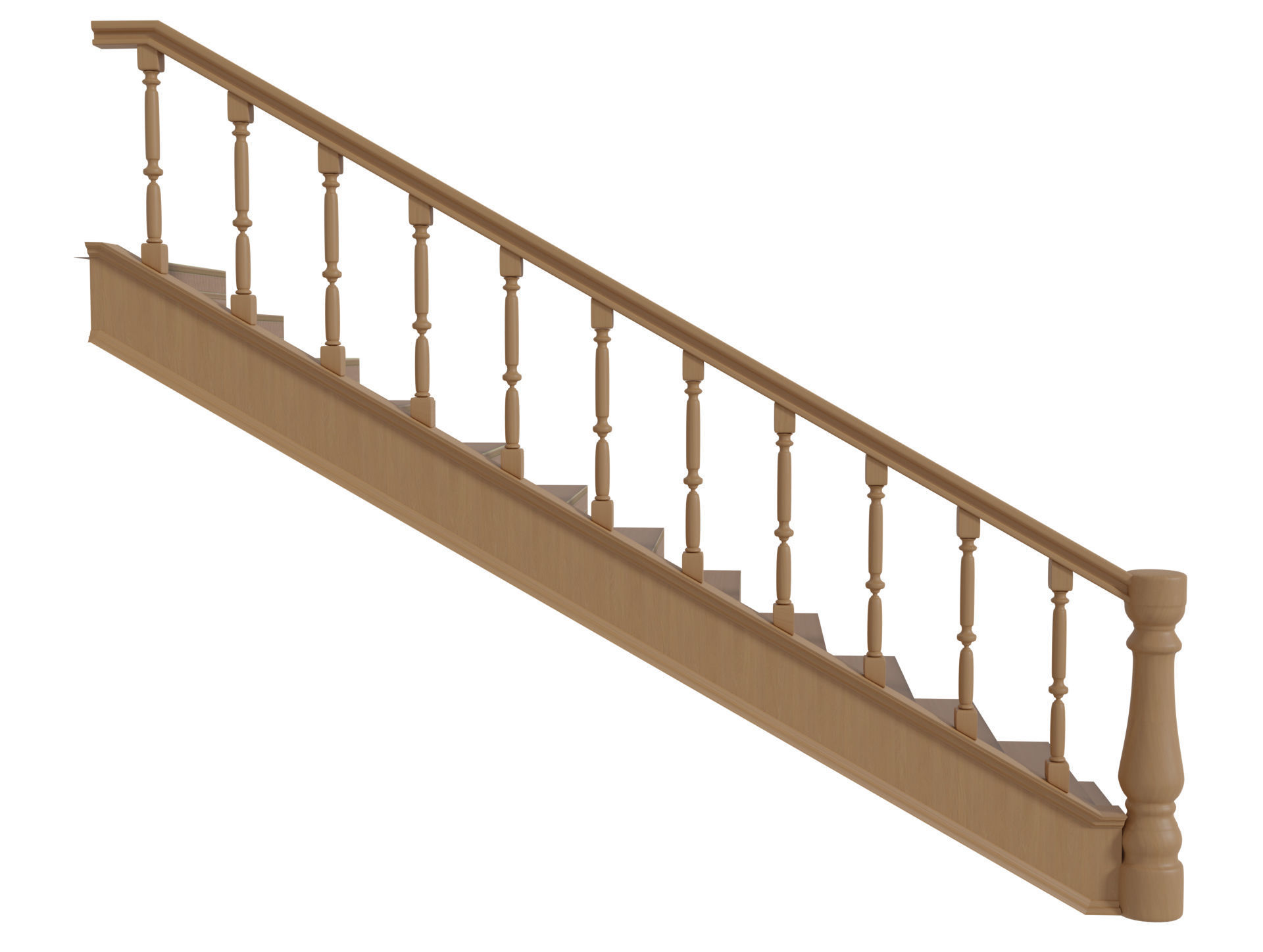 Wooden Stairs  Low-poly 3D model_7