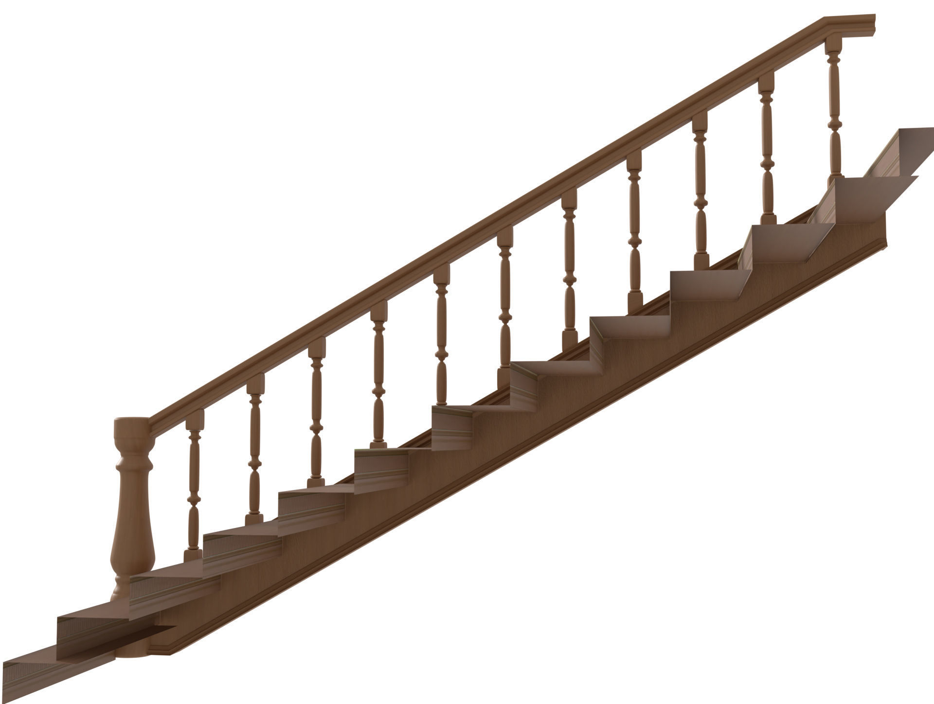 Wooden Stairs  Low-poly 3D model_9