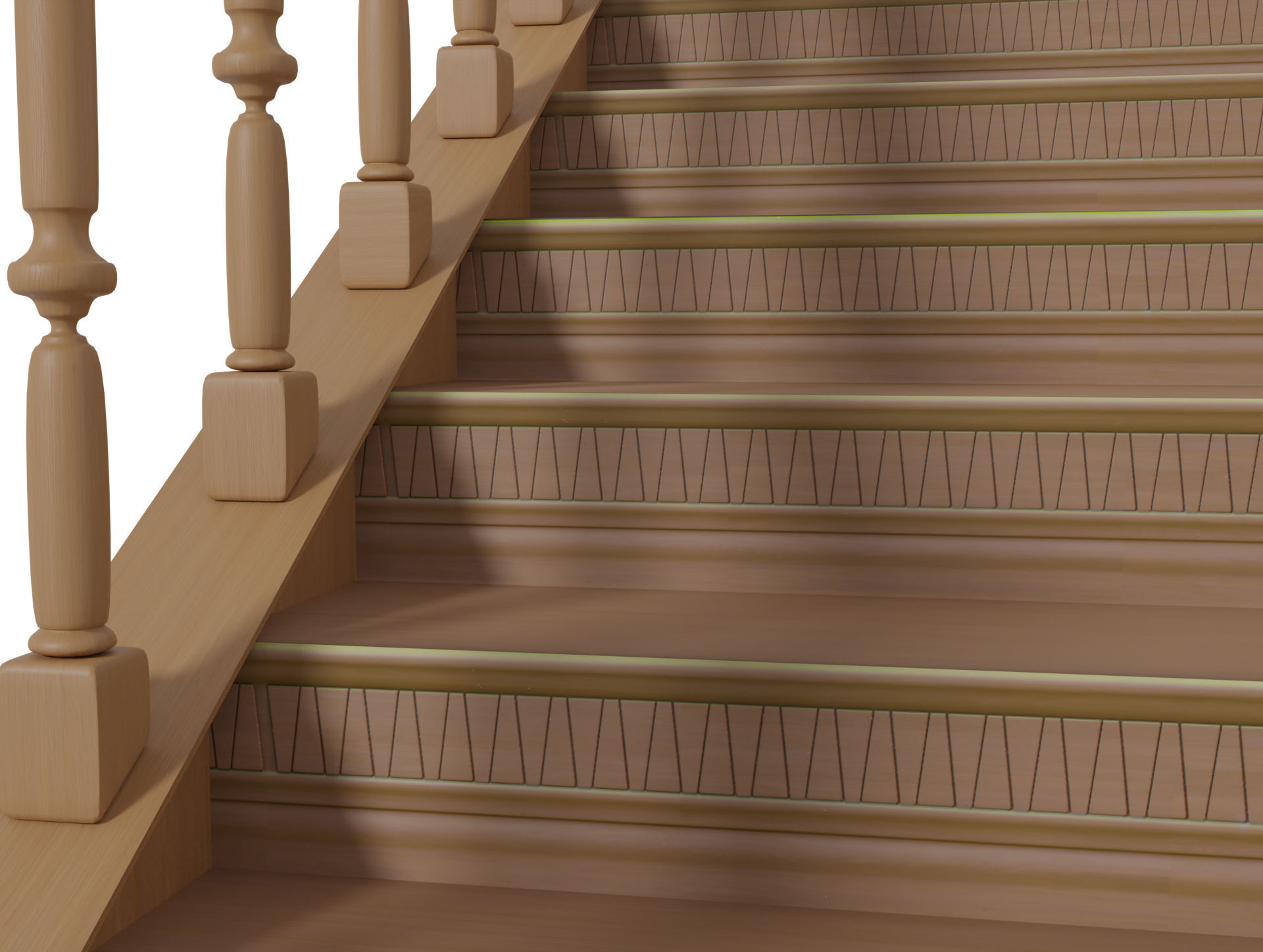 Wooden Stairs  Low-poly 3D model_2