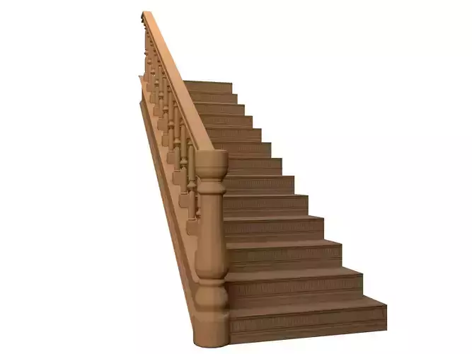 Wooden Stairs  Low-poly 3D model