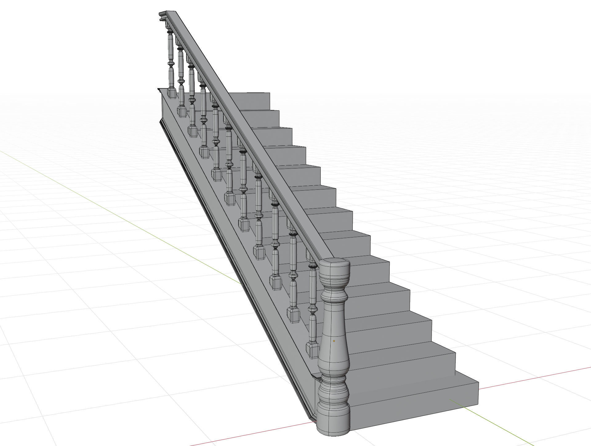 Wooden Stairs  Low-poly 3D model_5