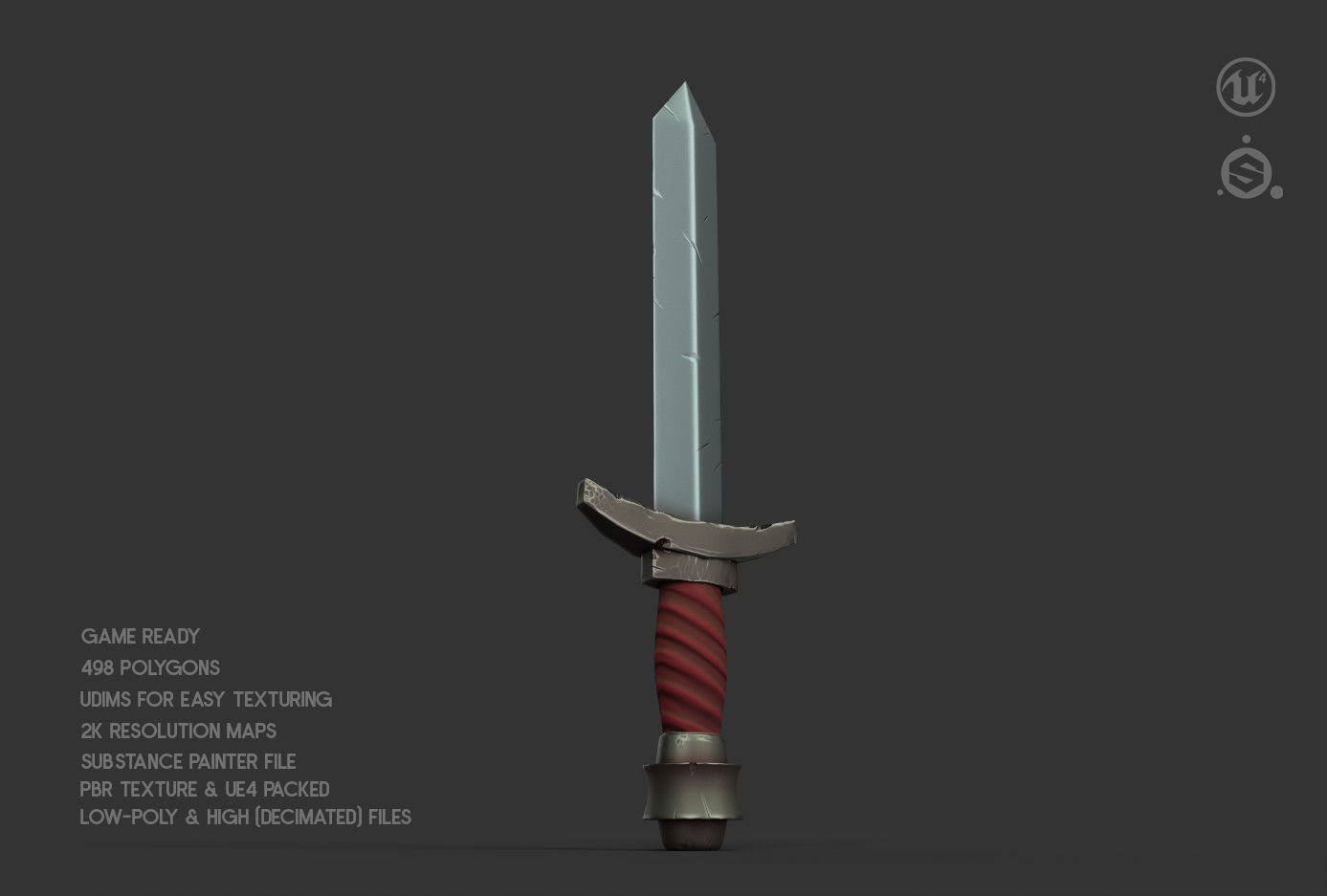 Stylized Sword Low-poly 3D model_1