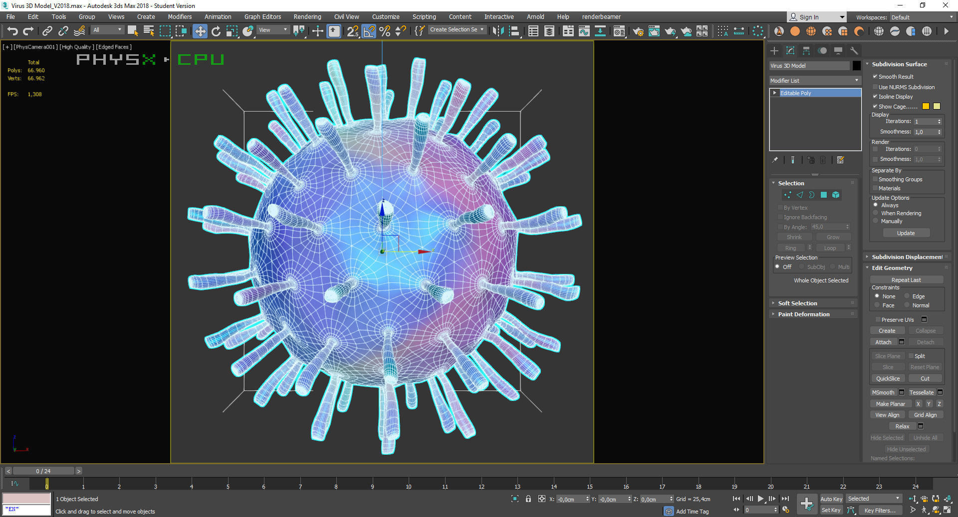 Virus 3D Model colorful coronavirus 3D model_2