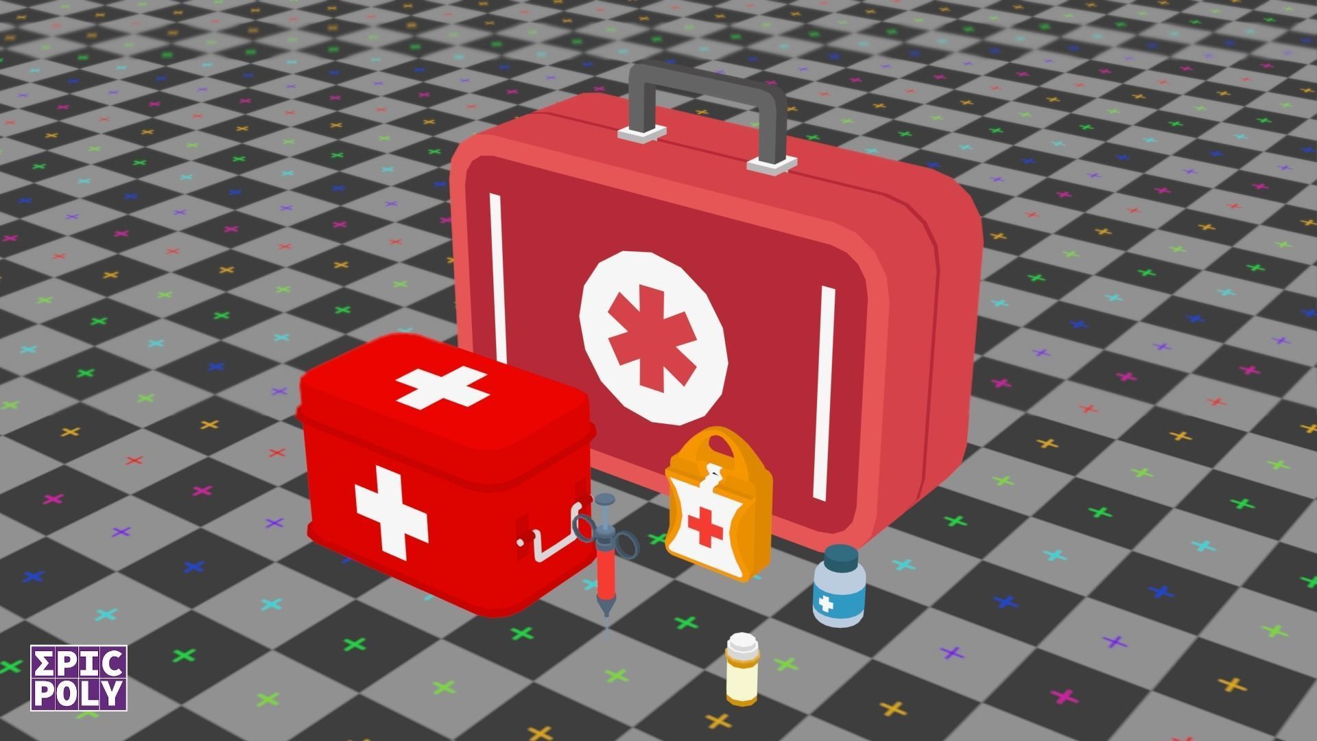 Epic Poly - First Aid Kit Pack Low-poly 3D model_9