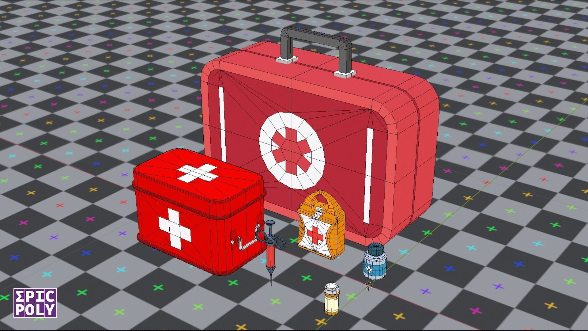 Epic Poly - First Aid Kit Pack Low-poly 3D model_10
