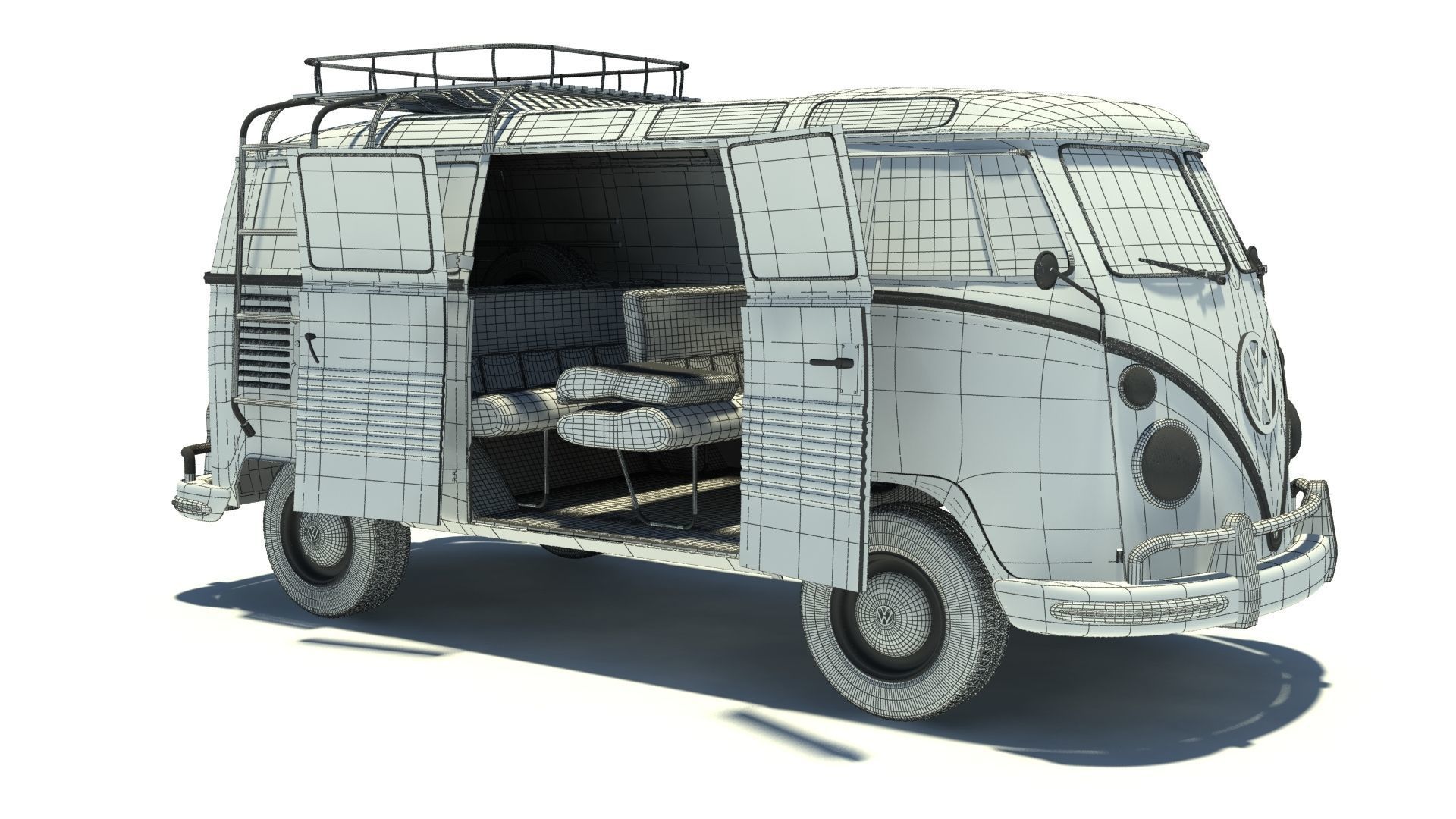 Volkswagen Kombi Samba Deluxe 1962 3D model_11