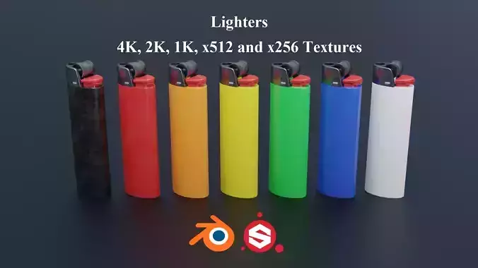 Lighters PBR colored Low-poly 3D model