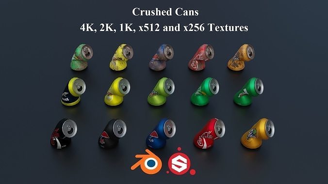 Crushed Soda Cans PBR Low-poly 3D model