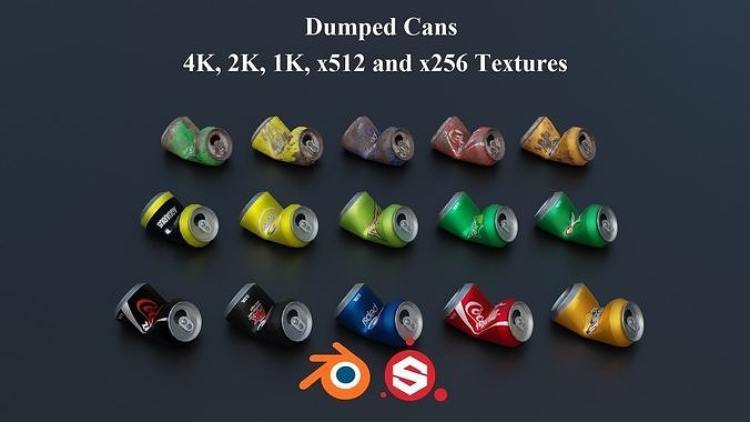 Dumped Soda Cans PBR Low-poly 3D model