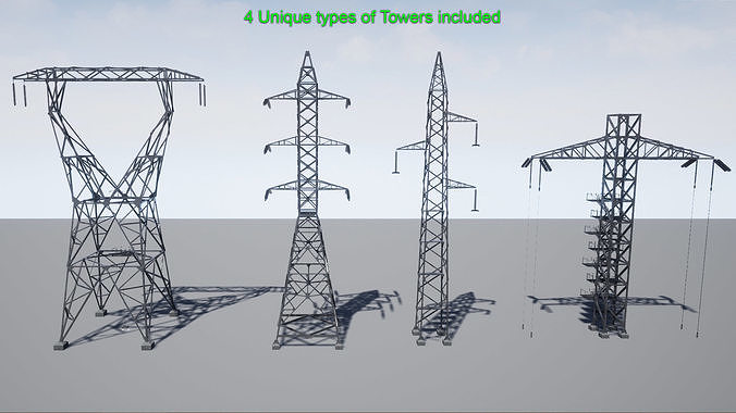 PBR Electric Transmission Towers Low-poly 3D model
