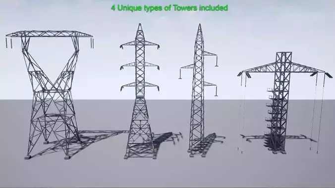 PBR Electric Transmission Towers Low-poly 3D model