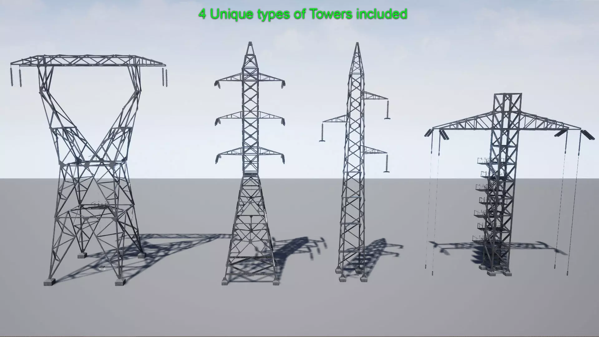 PBR Electric Transmission Towers Low-poly 3D model_0