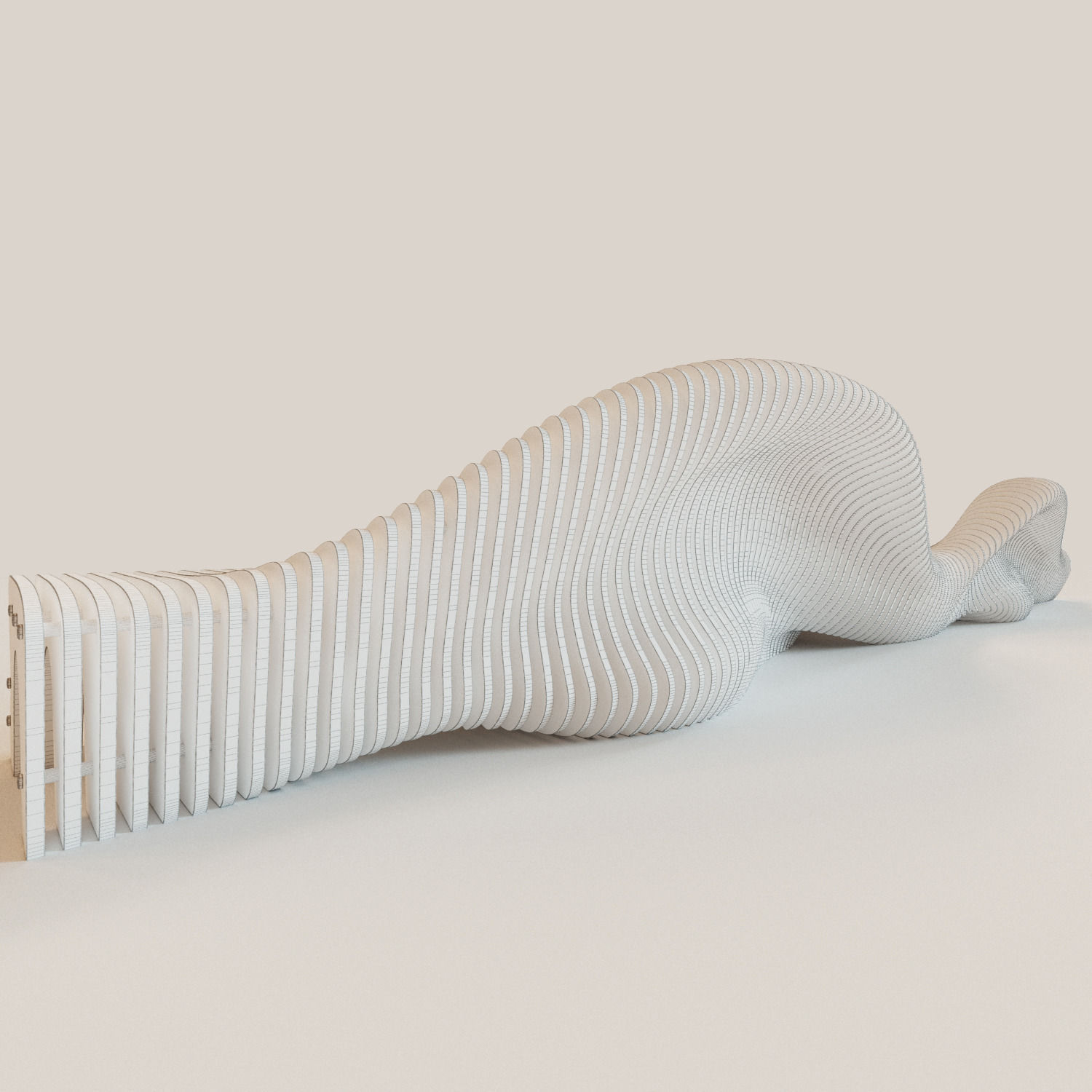 Parametric bench for kids 3D model_6