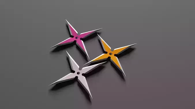 Multi-colored ninja stars 3D model
