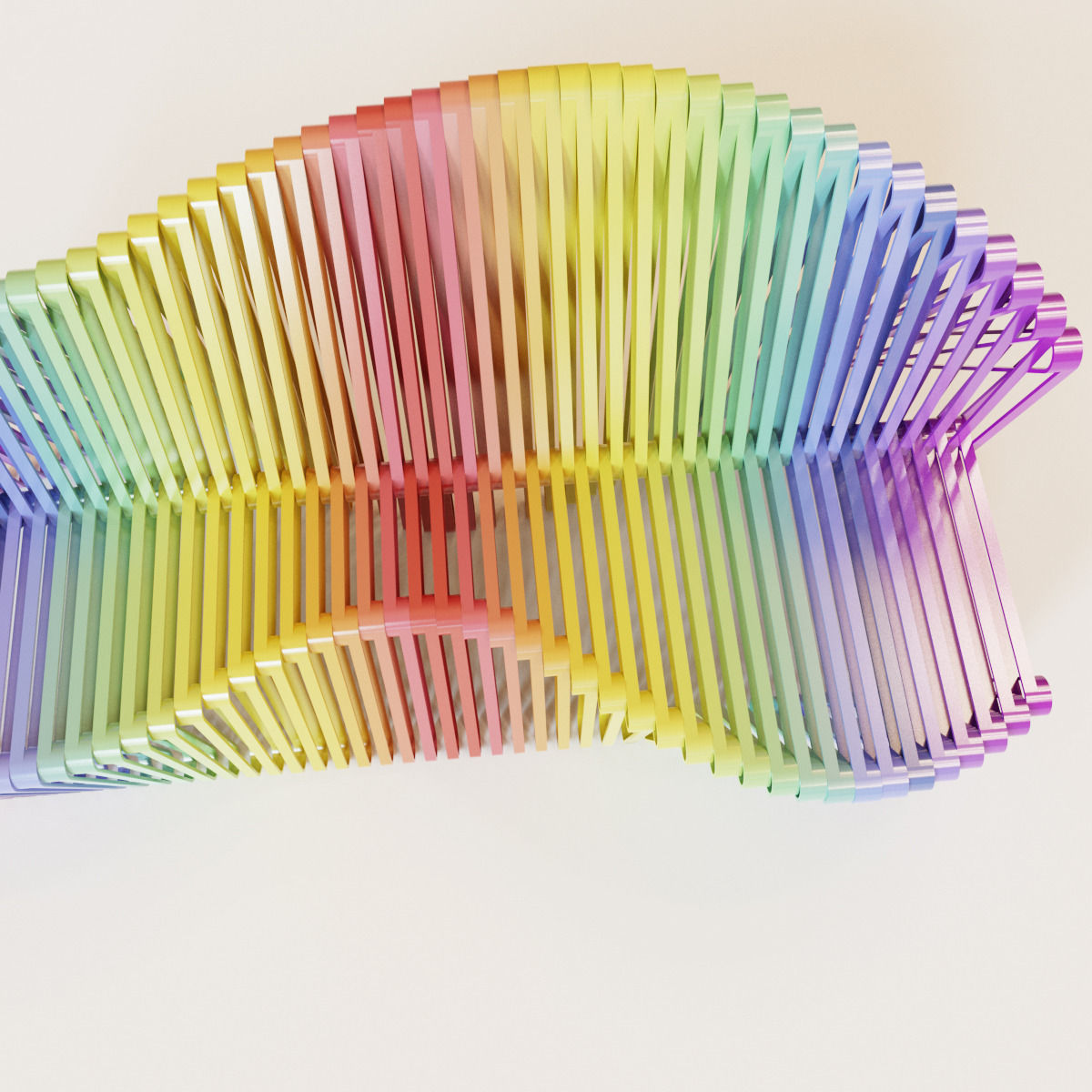 Parametric color bench 3D model_4