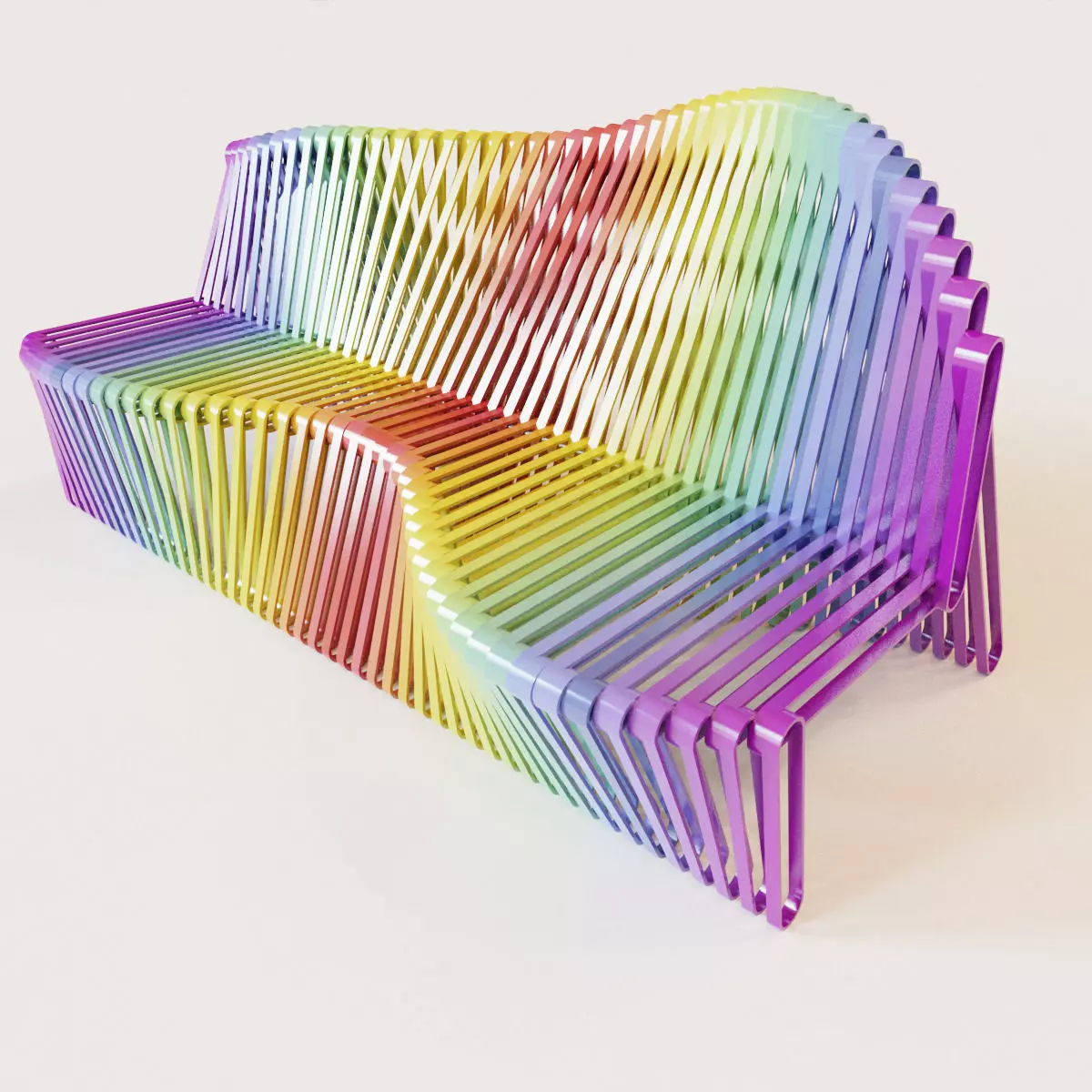 Parametric color bench 3D model_0