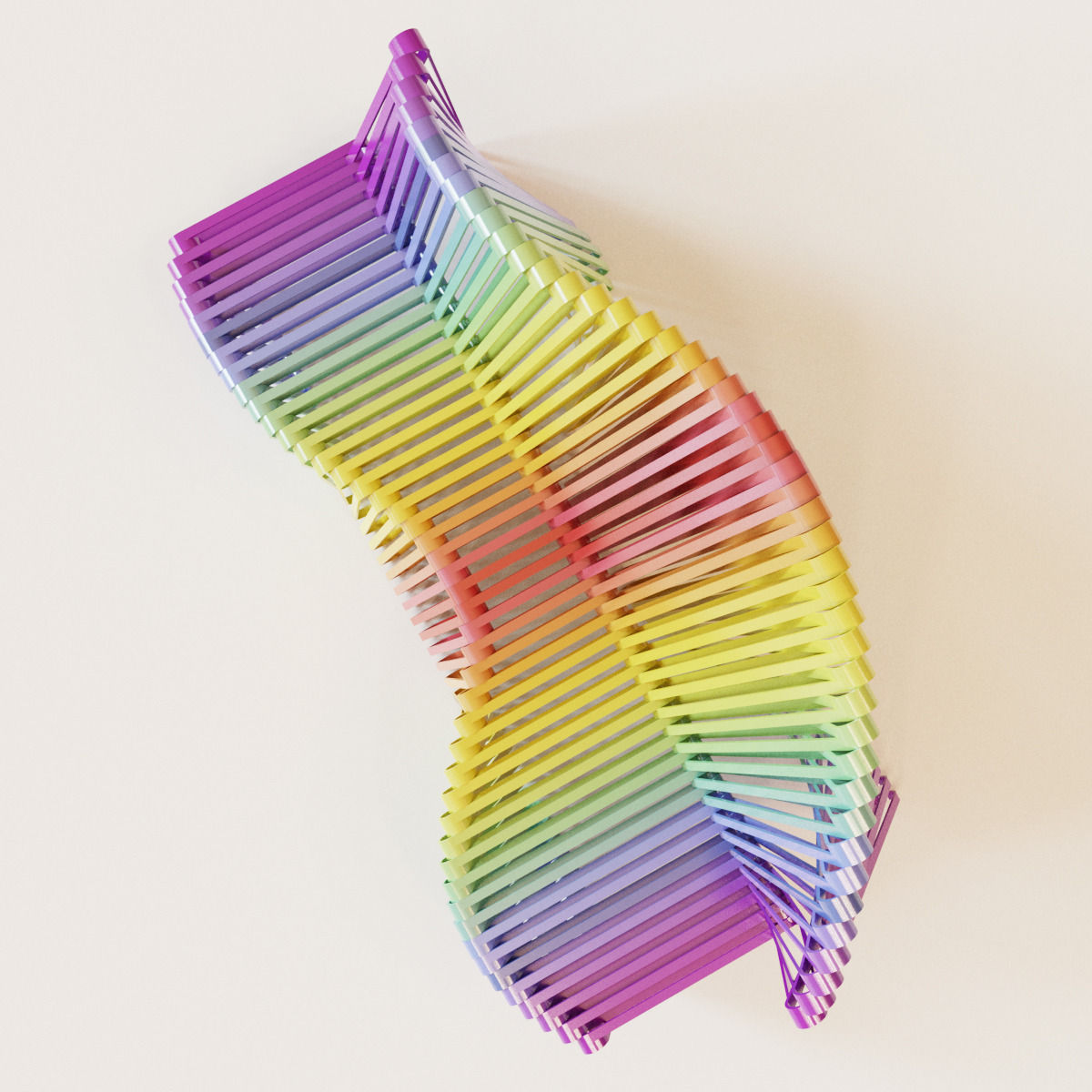 Parametric color bench 3D model_1