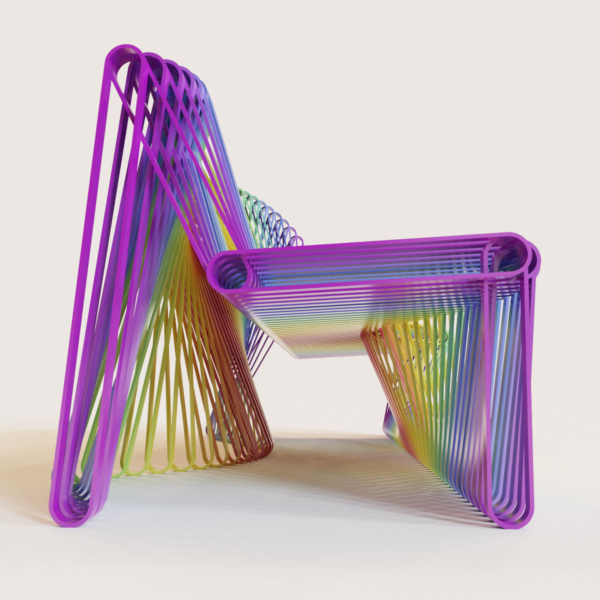 Parametric color bench 3D model_2