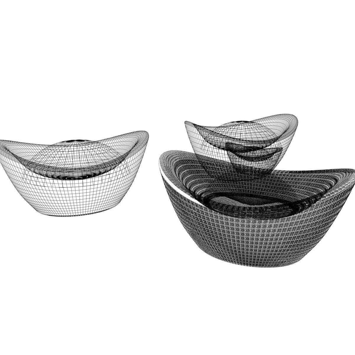 Chinese Gold Ingot  3D model_7