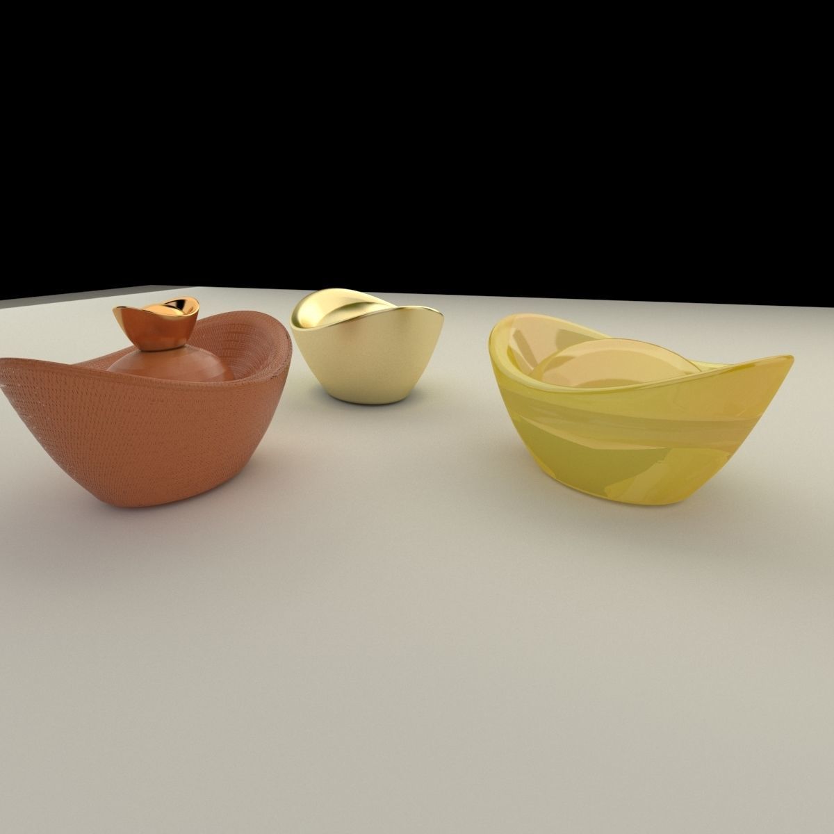 Chinese Gold Ingot  3D model_1