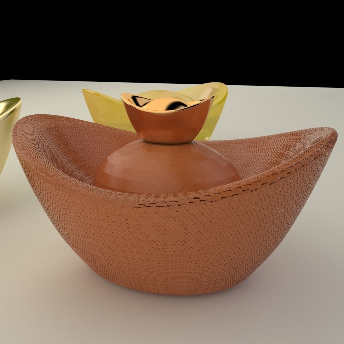 Chinese Gold Ingot  3D model_2