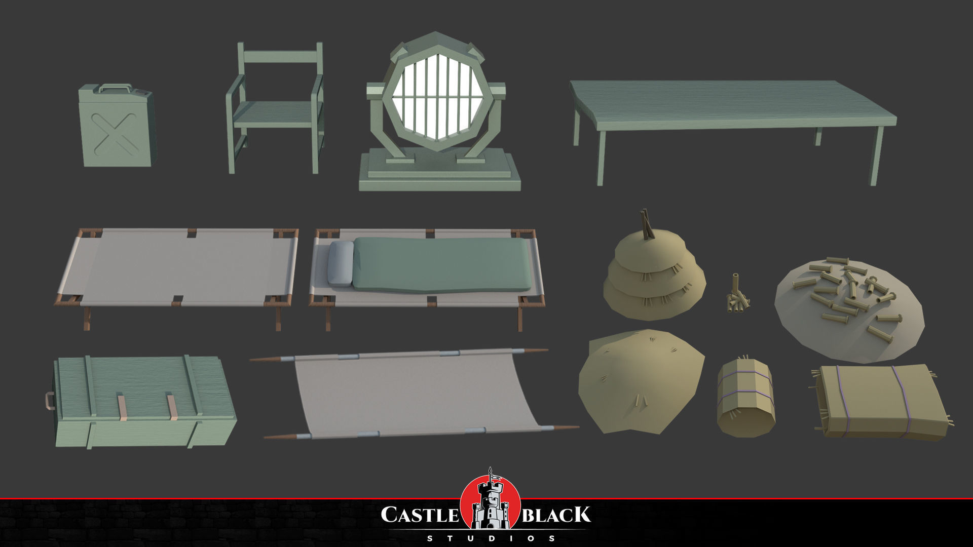 Military War Pack Low-poly 3D model_5