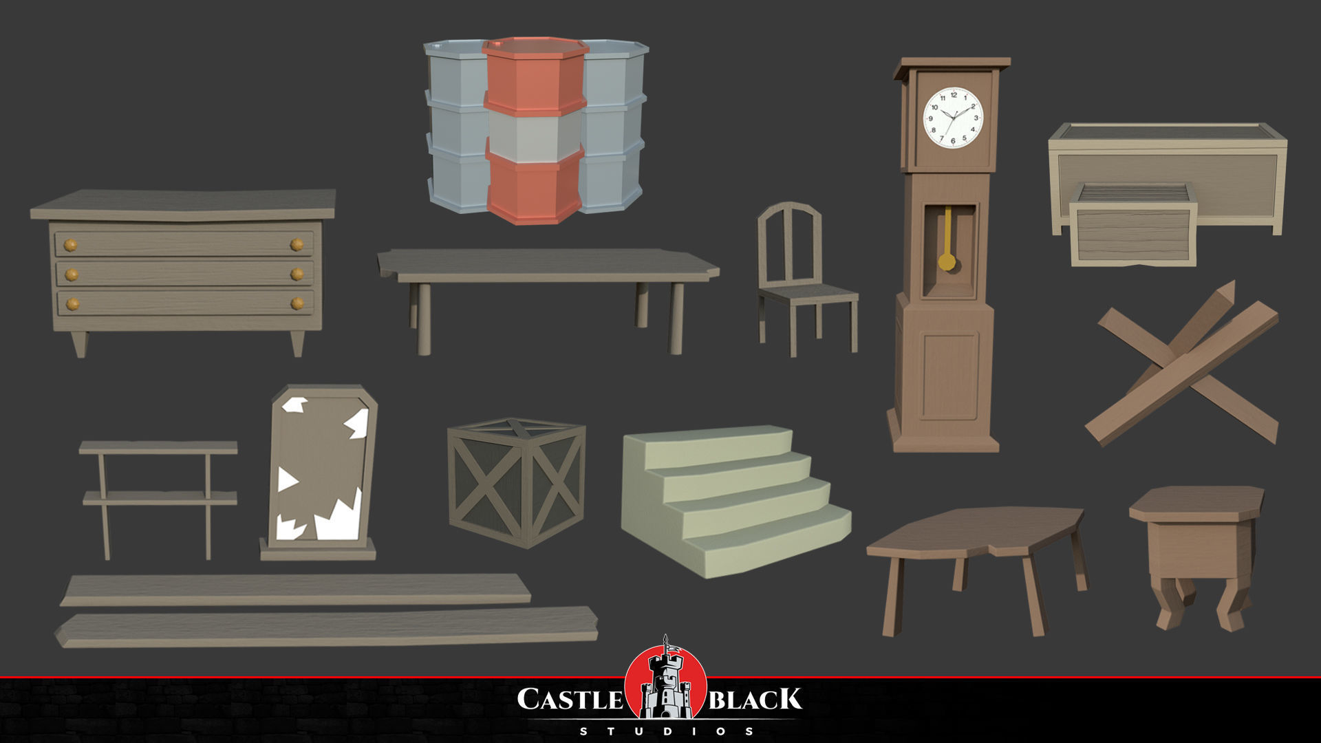 Military War Pack Low-poly 3D model_7