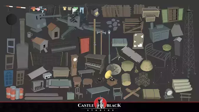 Military War Pack Low-poly 3D model