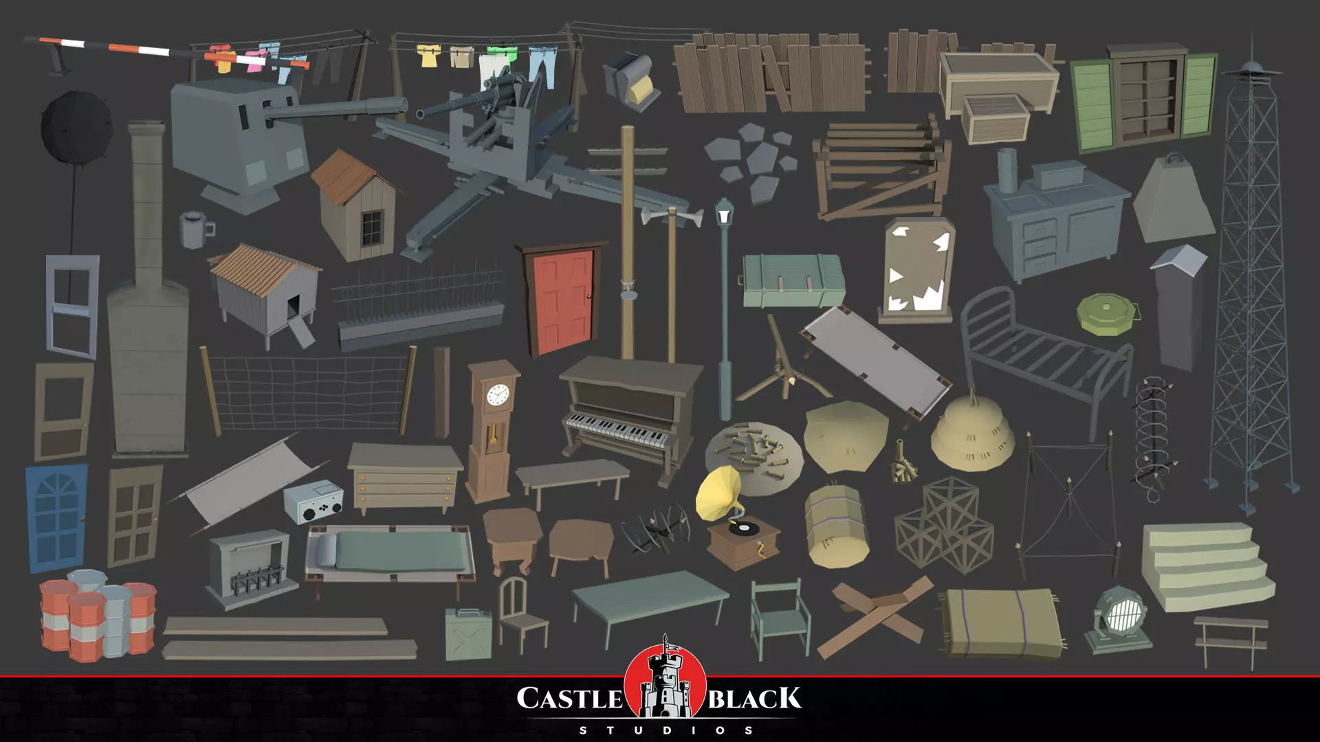 Military War Pack Low-poly 3D model_0