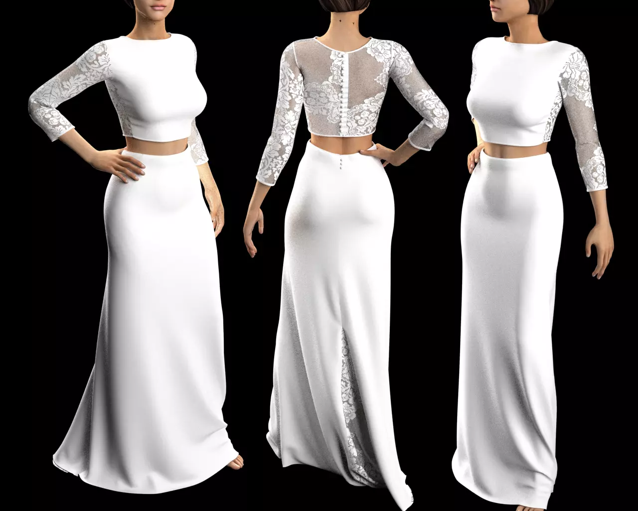 Stylish Designer Women Godet Skirt  3D Model 3D model_0