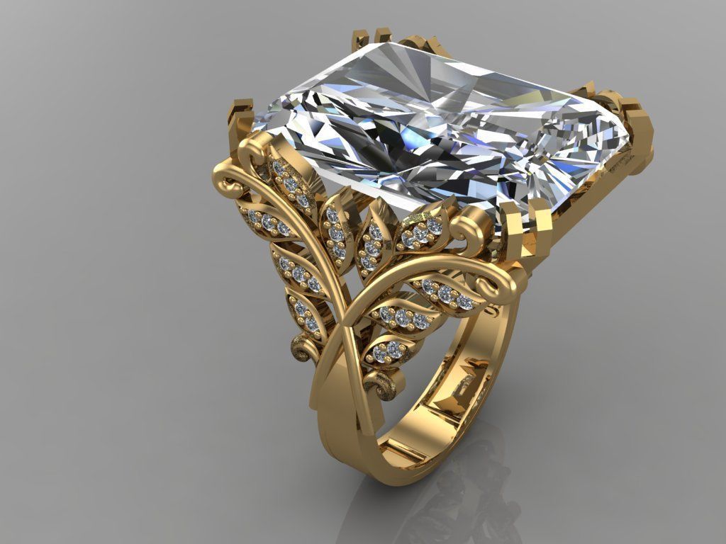 GC GOLD T92- Diamond gold ring 3D print model_1