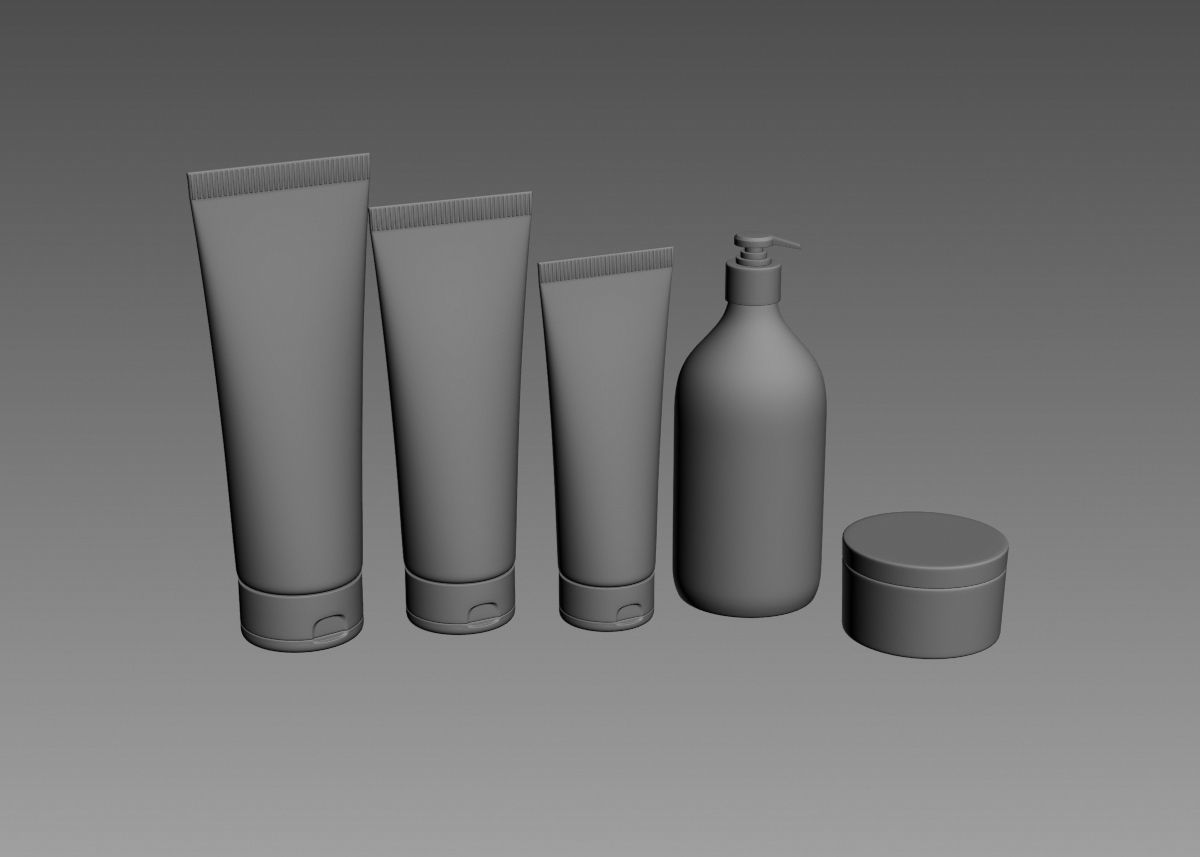 Cosmetic Bottle and Tube Set 3D model 3D model_4
