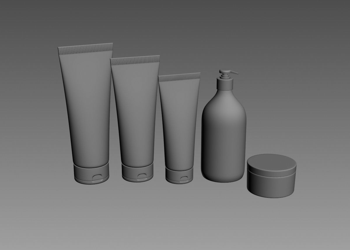 Cosmetic Bottle and Tube Set 3D model 3D model_5