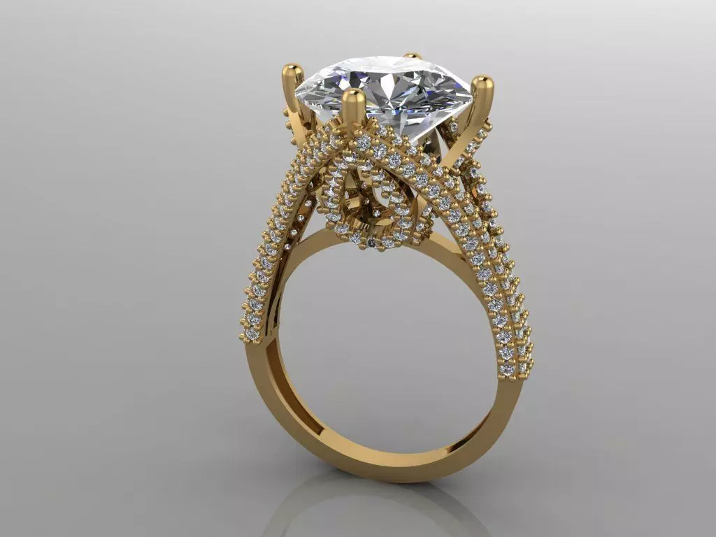 GC GOLD T99- Diamond gold ring 3D print model_0