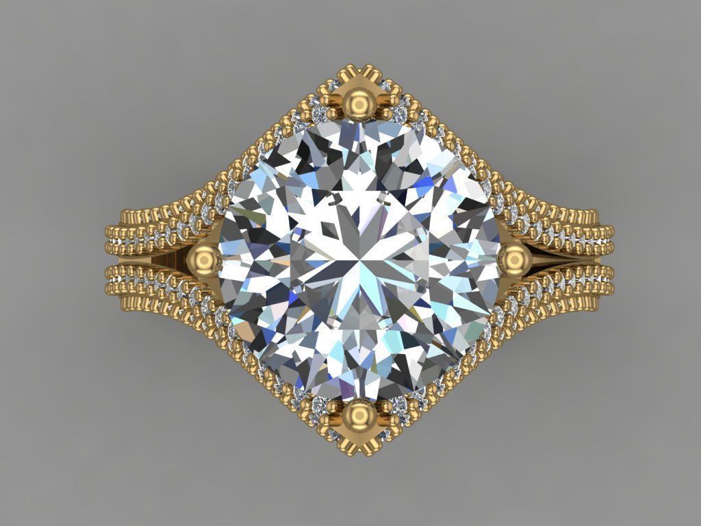 GC GOLD T99- Diamond gold ring 3D print model_3