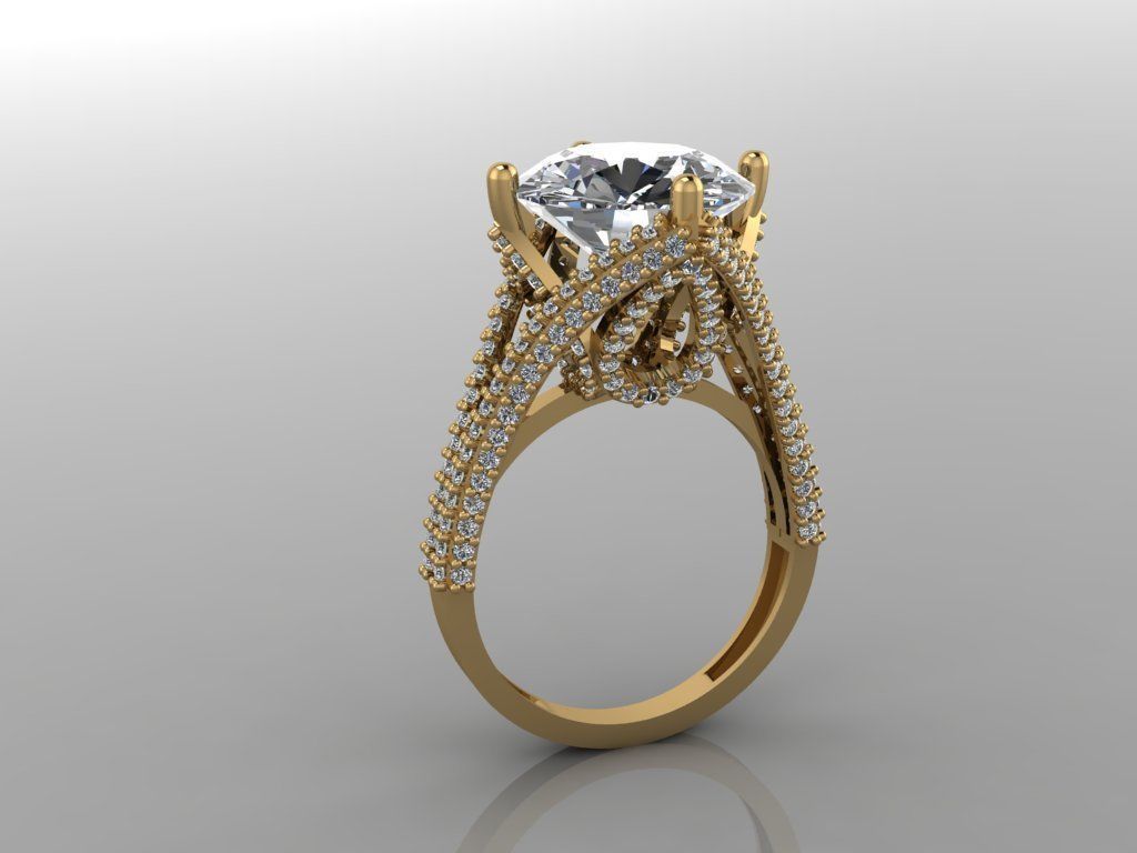 GC GOLD T99- Diamond gold ring 3D print model_5