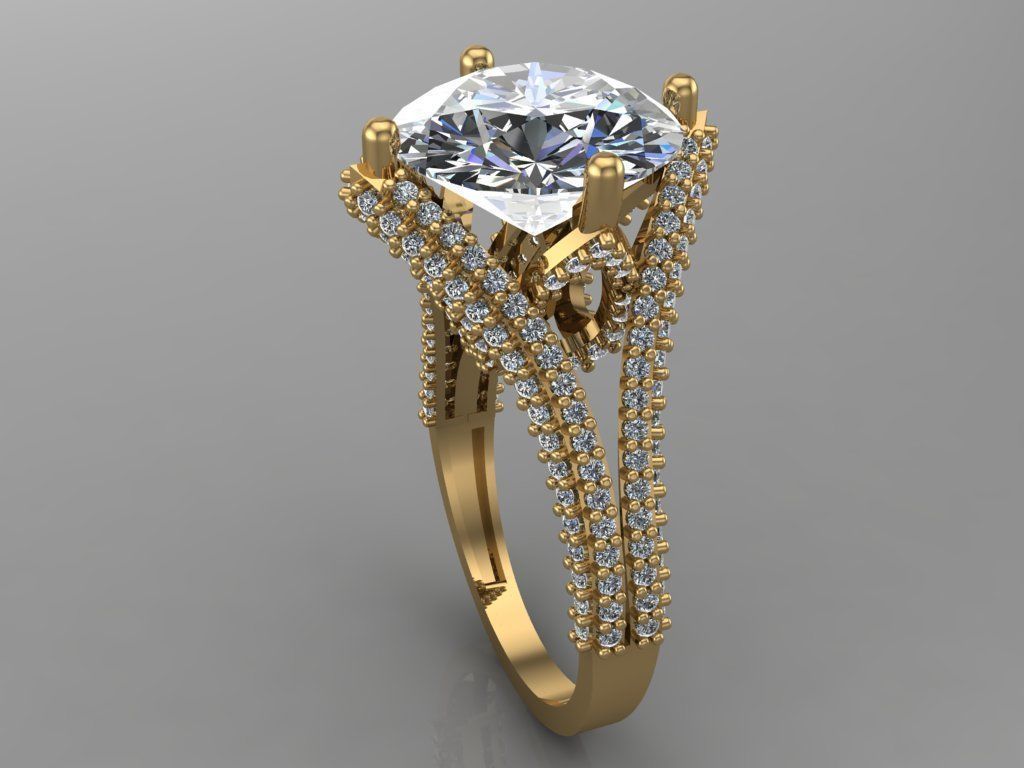 GC GOLD T99- Diamond gold ring 3D print model_1