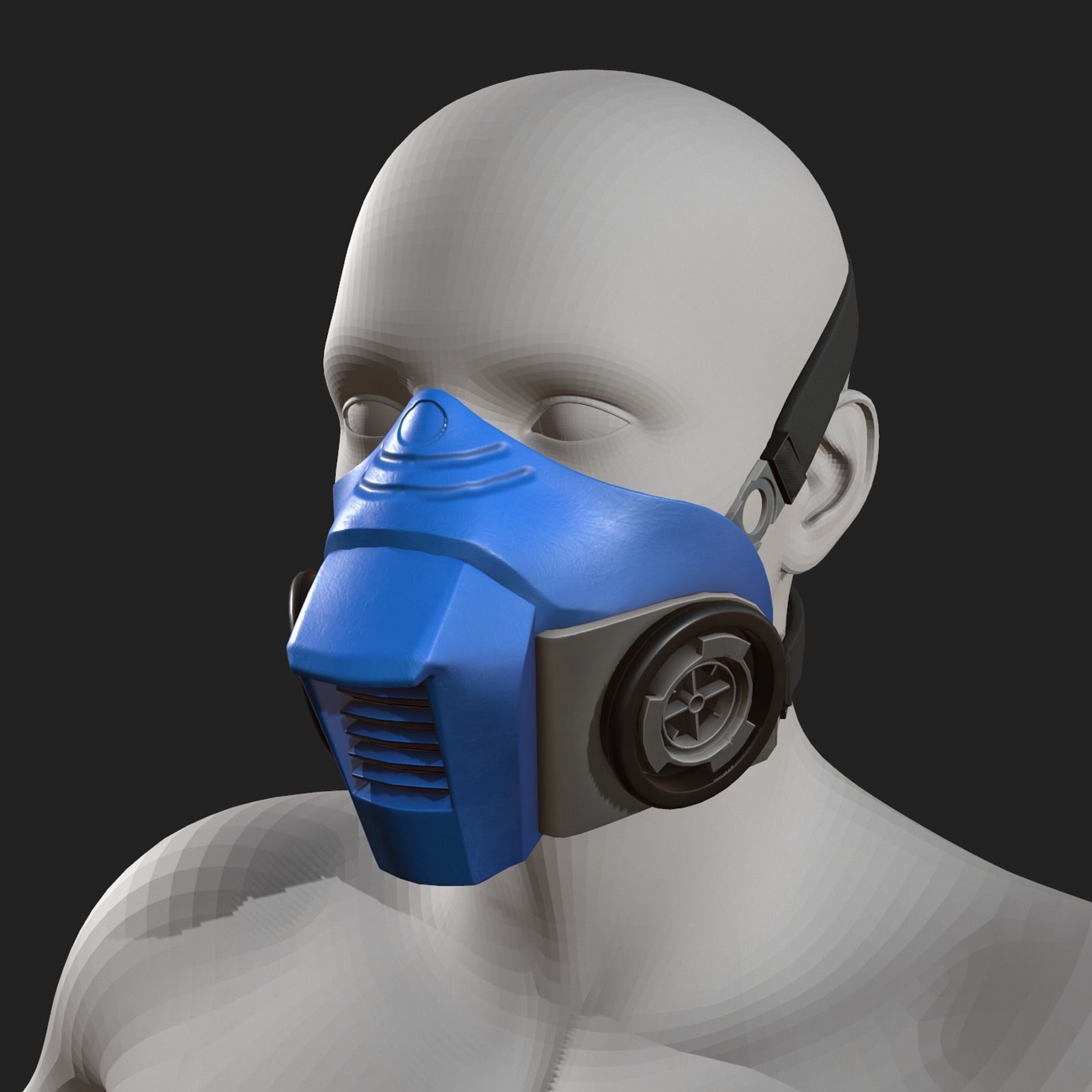 Gas mask helmet scifi fantasy space mask protection  Low-poly 3D model_2