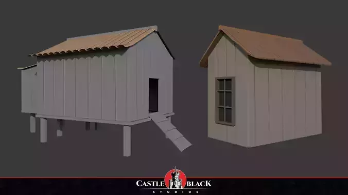  Wooden House Low-poly 3D model