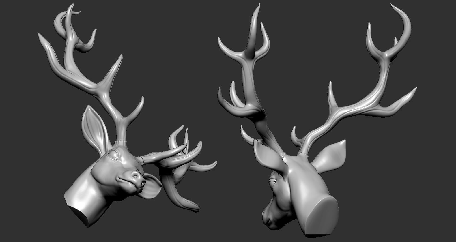 Deer Head01 3D print model_12