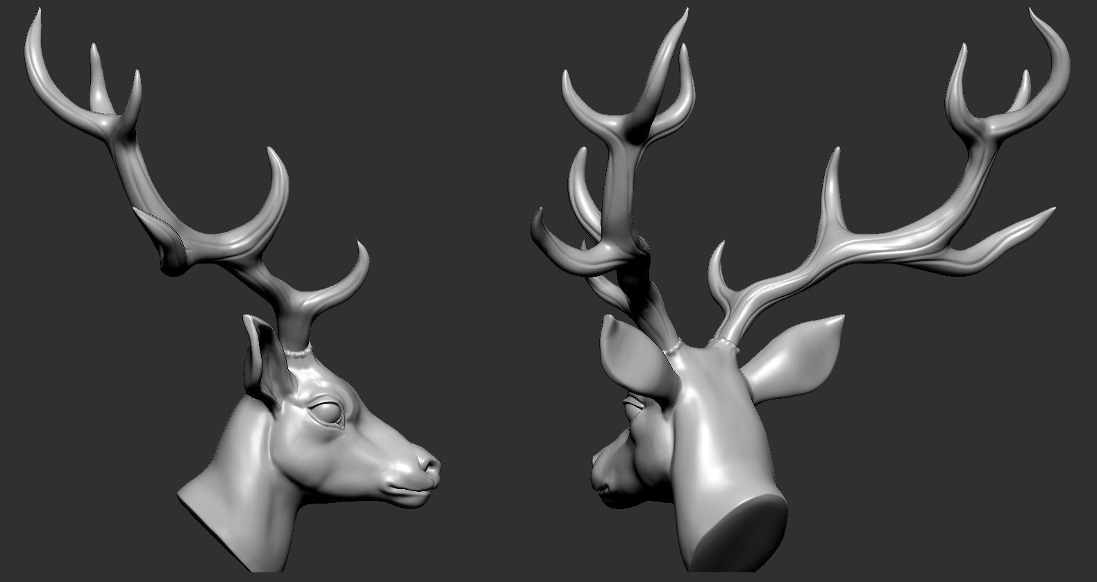 Deer Head01 3D print model_9