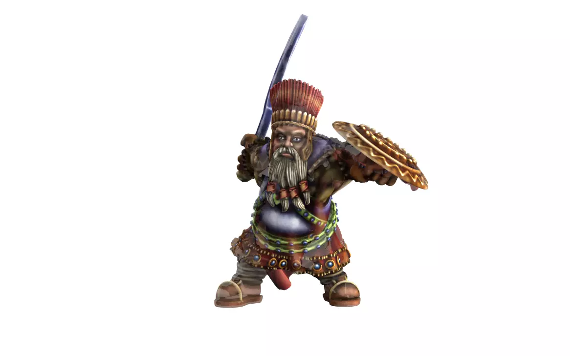 Dwarf animated character holding sword 3D print model