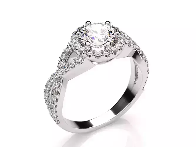 Halo Round Cut Antique Diamond Engagement Bridal Ring