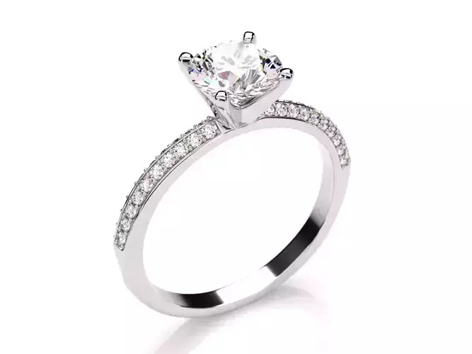 Round Cut Twist Diamond Pave Engagement Ring Platinum