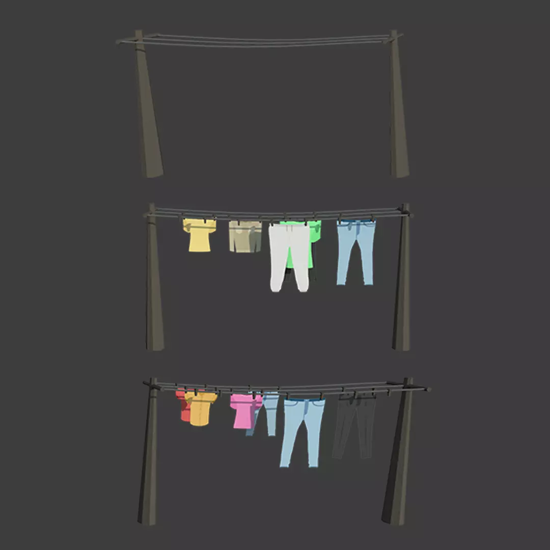 Cloth Line Low-poly 3D model