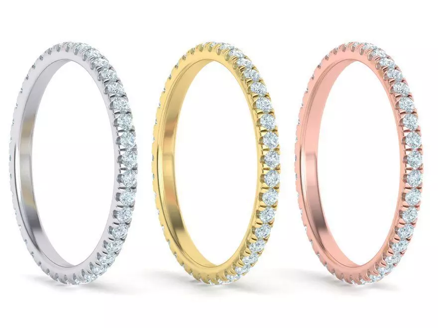 Band ring French Cut Pave setting many finger sizes 3dmodel 3D print model